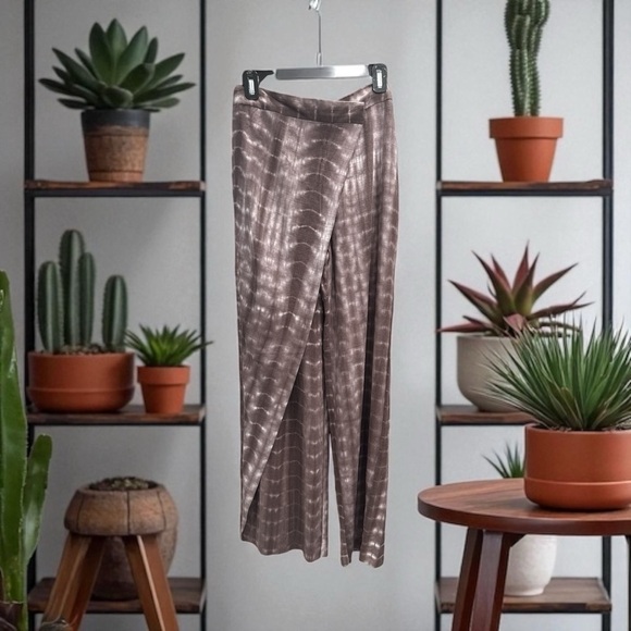 Zara Brown Patterned Wide-Leg Pants NWT size M - Picture 5 of 14